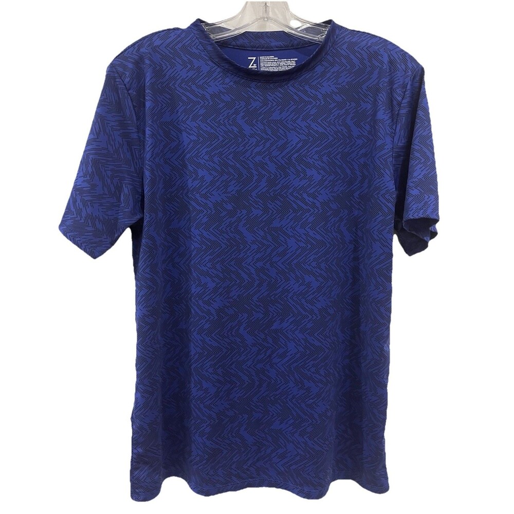 Z By Zella Boys XXL Or Men’s M Performance T-shirt Top Blue Black Short Sleeve